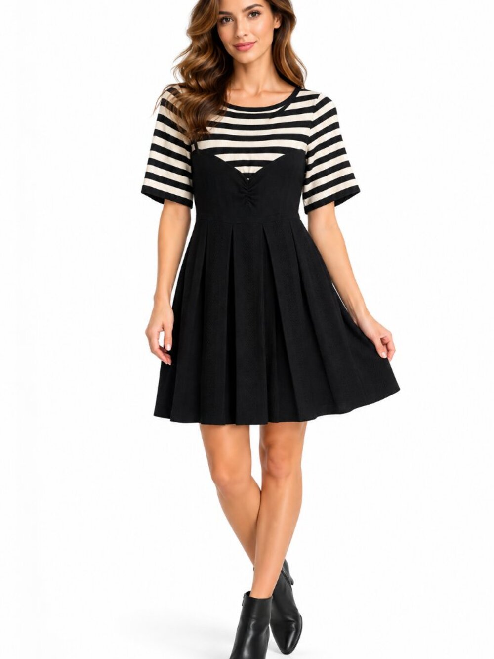 Nanette Lepore 100% Merino Wool Black & Ivory Fit & Flare Dress XS